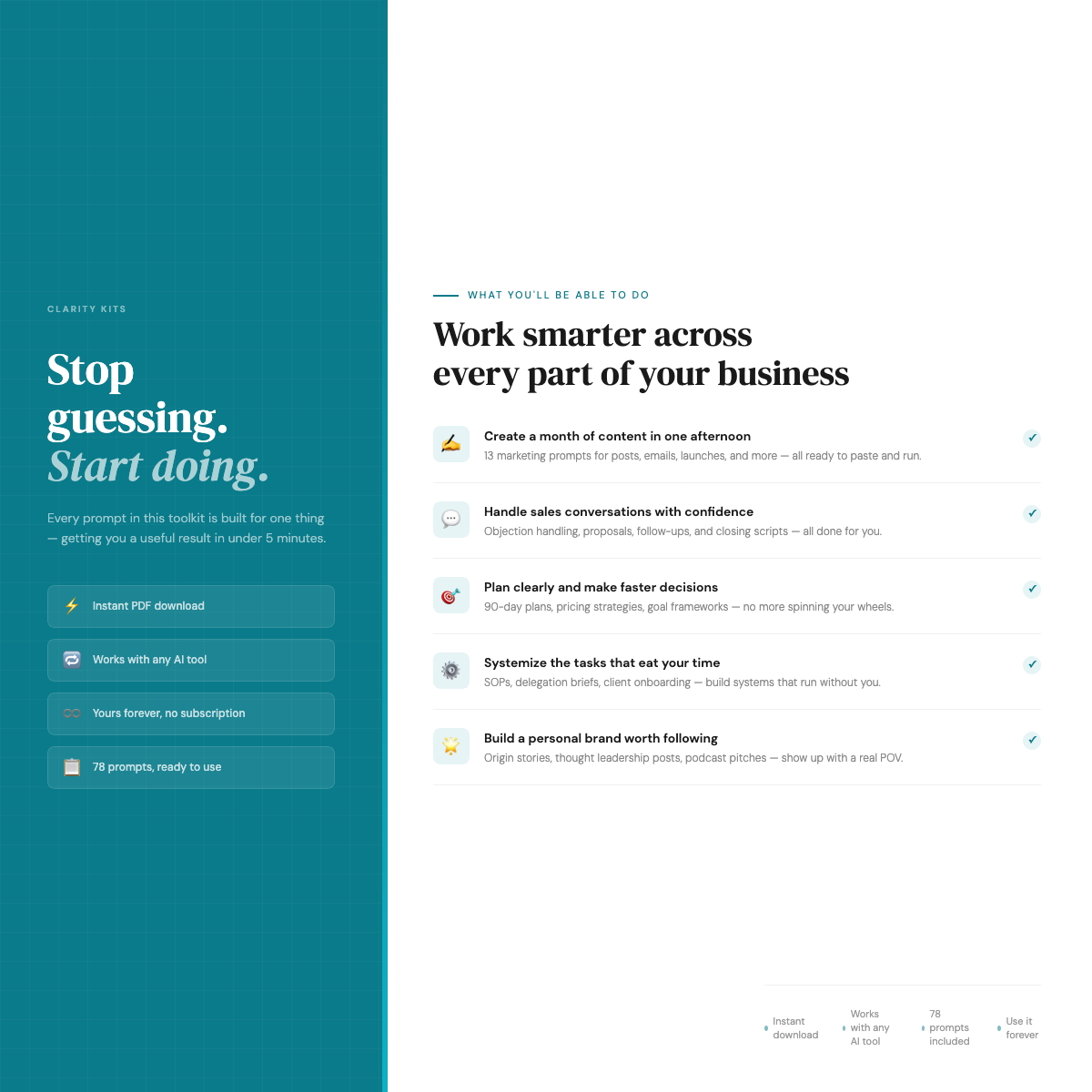 Solopreneur AI Toolkit benefits: work smarter with done-for-you prompts for content creation, sales, operations, and personal branding